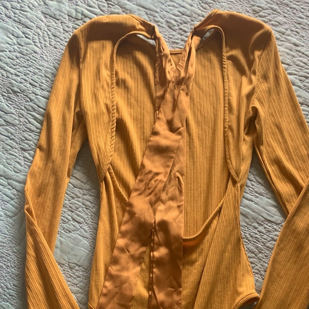 Beautiful goldenrod yellow bodysuit w/ silk ties